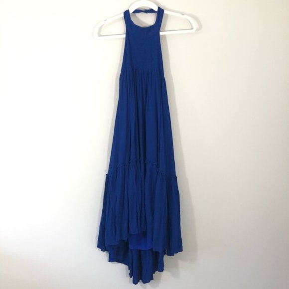 NWT VICI Blue Halter Tierded Ruffle Midi Dress - Picture 4 of 8